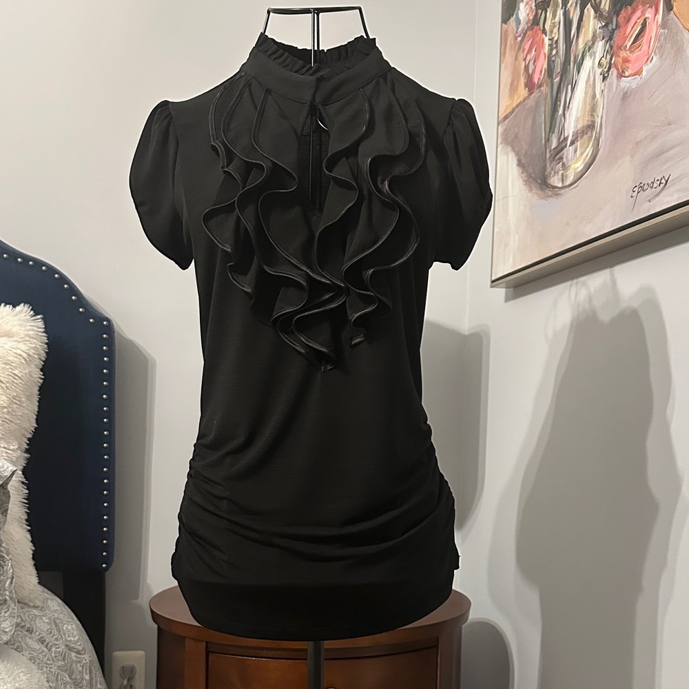 HeartSoul Black Ruffled Blouse